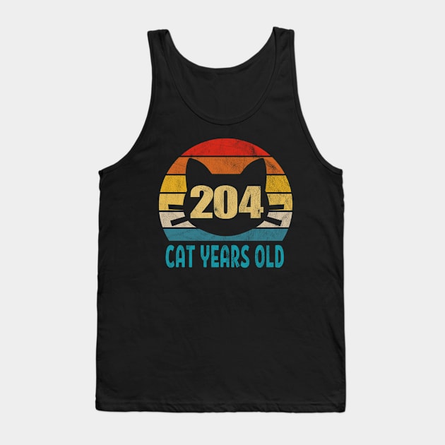 204 Cat Years Old Retro Style 47th Birthday Gift Cat Lovers Tank Top by Blink_Imprints10